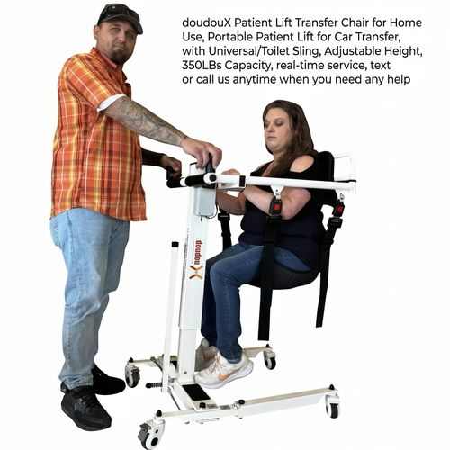 doudouX Patient Lift Transfer Chair with adjustable height and 350 lb capacity